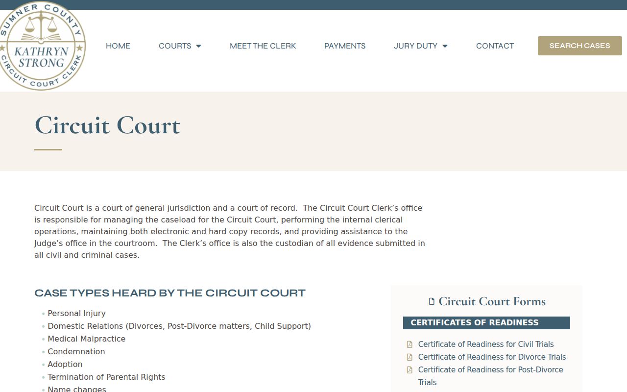 Hendersonville resident lookup Sumner Circuit Court information