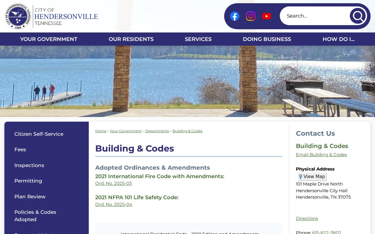 Hendersonville street directory view of Building and Codes records