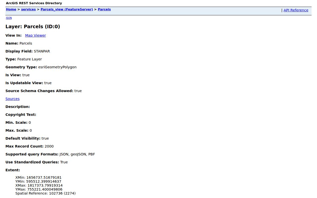 Hendersonville street directory view of the Sumner ArcGIS parcel layer