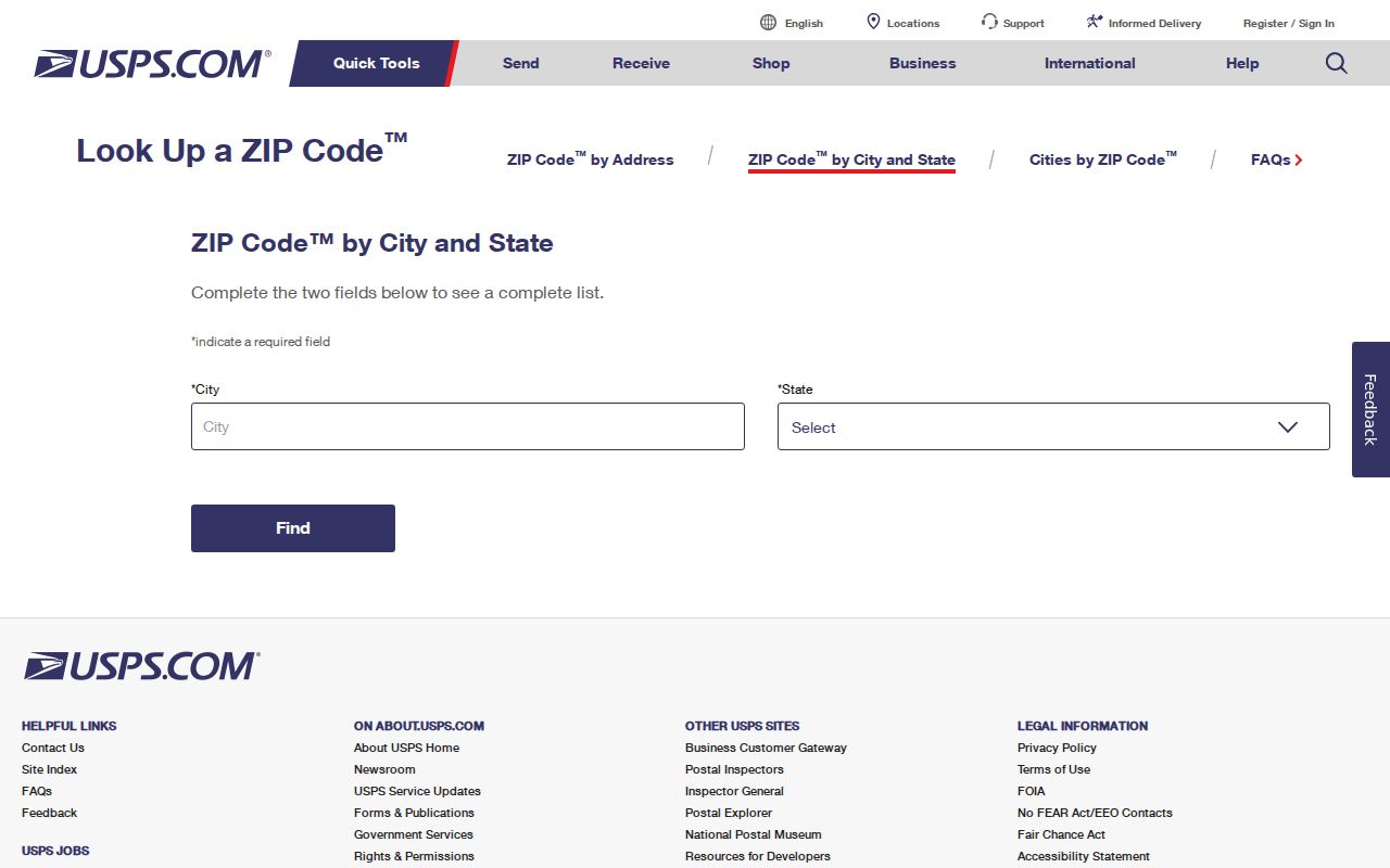 Hendersonville ZIP code directory view of the USPS ZIP Code Lookup