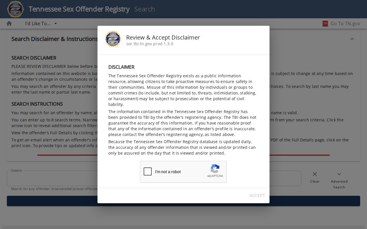 Hendersonville ZIP code directory view of the TBI registry search fields