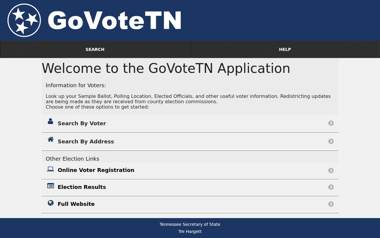 Hendersonville ZIP code directory view of GoVoteTN address and ZIP search